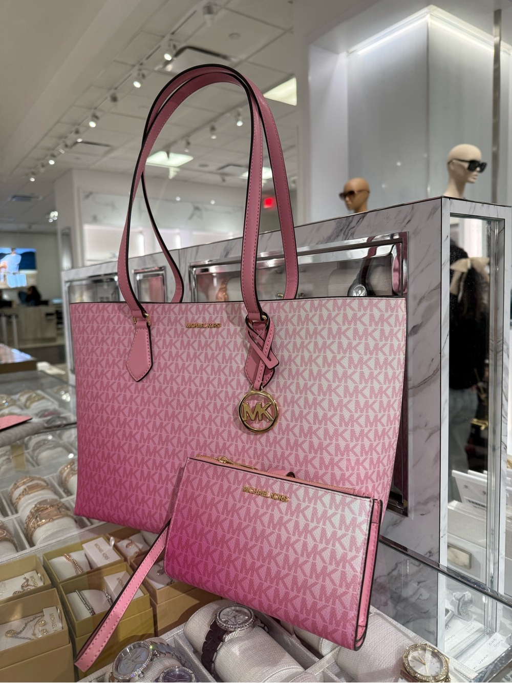 MICHAEL KORS Sheila Large Ombre Signature Logo Tote Bag and wallet - Picture 3 of 12
